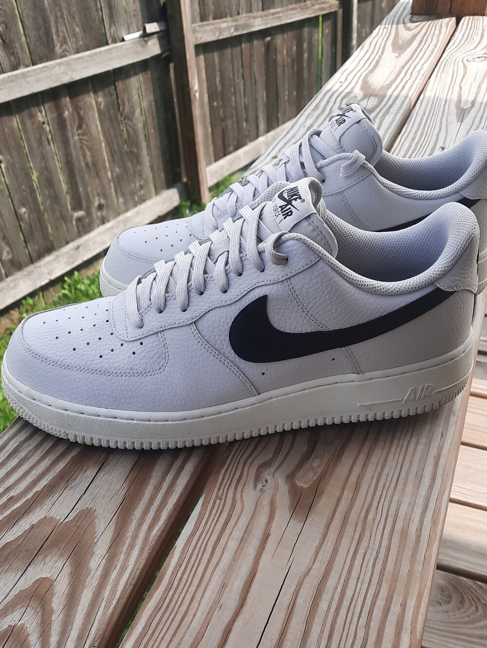 Nike Air Force 1 Mens Gray With Black Swoosh Sneakers Size 12
